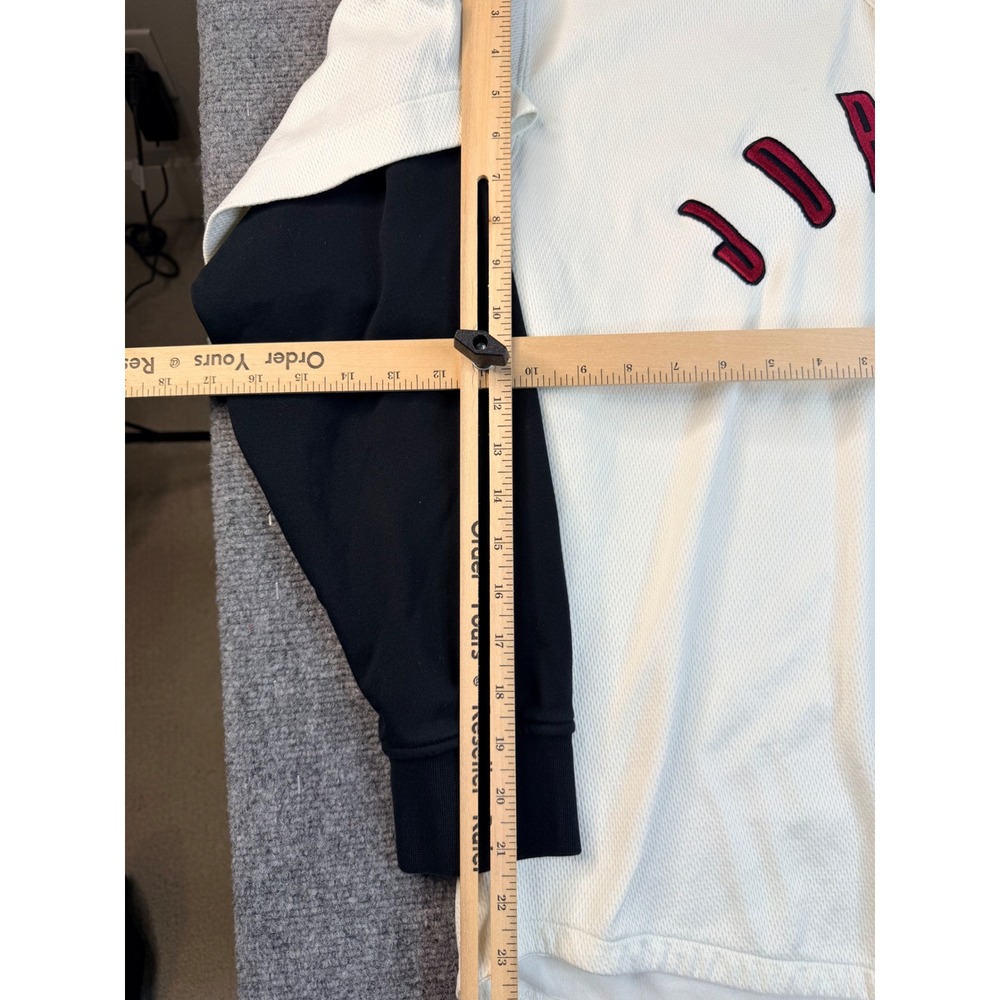 Jordan Mens XXL White Black Hooded Baseball Jersey Mesh Snap Front Shacket June - Picture 3 of 8